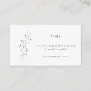 Minimalistisch modern Floral Sketch Wedding RSVP Informatiekaartje