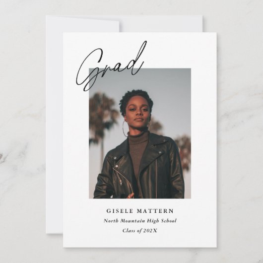 Minimalistisch modern foto Afstuderen Aankondiging (Voorkant)