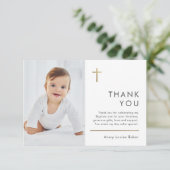 Minimalistisch modern fotobaptisme bedankkaart (Staand voorkant)