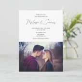 Minimalistisch modern fotohuwelijk kaart (Staand voorkant)