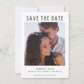 Minimalistisch modern fotohuwelijk save the date (Voorkant)