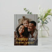 Minimalistisch modern fotojaar folie feestdagen briefkaart (Staand Voorkant)