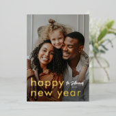 Minimalistisch modern fotojaar folie feestdagenkaart (Staand Voorkant)