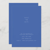 Minimalistisch modern  Frans blauw huwelijk Save The Date (Voorkant / Achterkant)