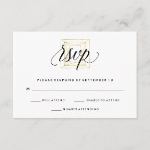 Minimalistisch modern Geometrisch Diamond Faux Gol RSVP Kaartje