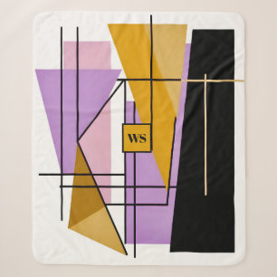 Minimalistisch modern geometrisch driehoeksmonogra sherpa deken