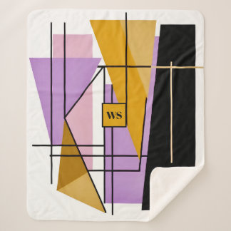 Minimalistisch modern geometrisch driehoeksmonogra sherpa deken