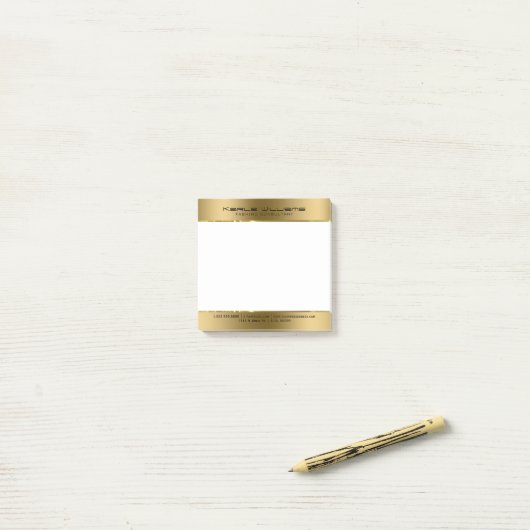 Minimalistisch modern glanzend faux goud post-it® notes (Op bureau)
