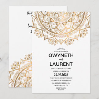 Minimalistisch Modern Golden Luxury Mandala Weddin Kaart