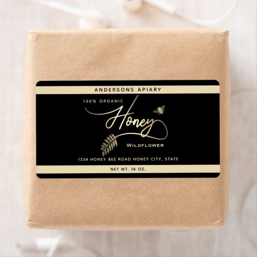 Minimalistisch Modern goud honing tak bijenpot Etiket (Insitu)