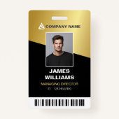 Minimalistisch Modern Goud & Zwart | Streepjescode Badge (Voorkant)