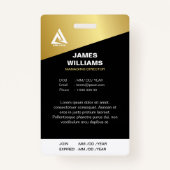 Minimalistisch Modern Goud & Zwart | Streepjescode Badge (Achterkant)