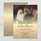 Minimalistisch modern goudfotohuwelijk kaart (Voorkant / Achterkant)