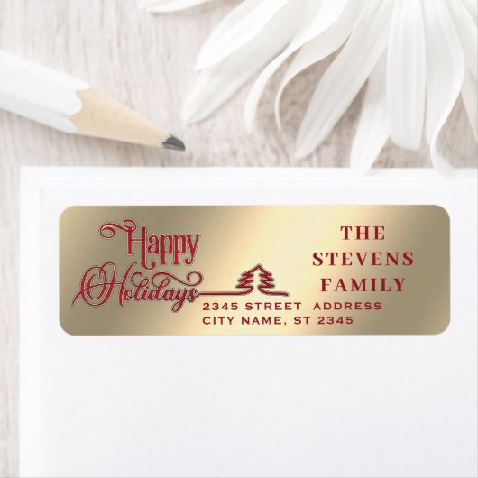 Minimalistisch modern goudscript Prettige feestdag Etiket (Insitu)
