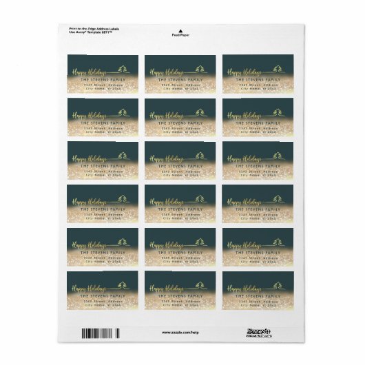 Minimalistisch modern goudscript Prettige feestdag Etiket (Full Sheet)