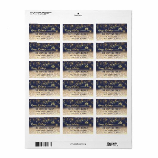 Minimalistisch modern goudscript Prettige feestdag Etiket (Full Sheet)