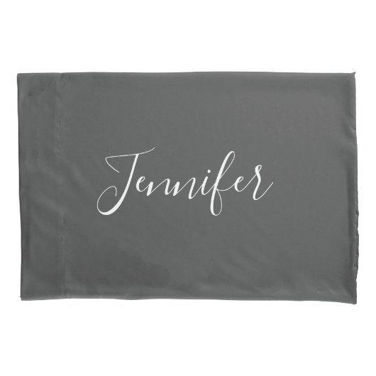 Minimalistisch Modern Grijs Wit Chic Script Monogr Kussensloop (Voorkant)