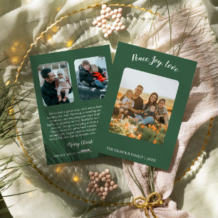 Minimalistisch Modern Groen 3Photo Peace Joy Love  Feestdagenkaart