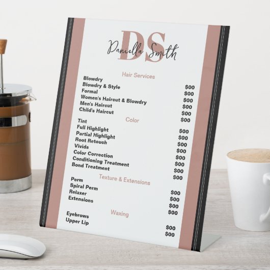 Minimalistisch modern Haarstylist Reclamebord Met Voetstuk (Insitu)