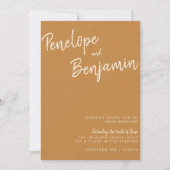 Minimalistisch modern handschrift Mustard Boho Wed Kaart (Voorkant)