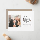 Minimalistisch modern hartfotoscript Dank u wel Notitiekaartje (Voorkant / Achterkant in situ)