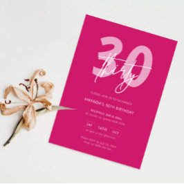 Minimalistisch Modern Heet Roze 30ste Verjaardagsf Kaart