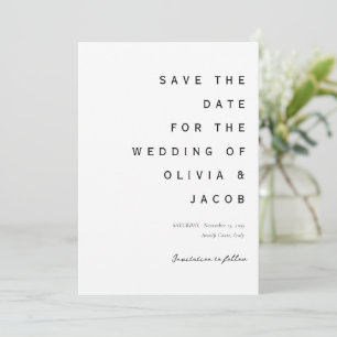 Minimalistisch modern huwelijk save the date