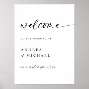 Minimalistisch modern huwelijks welkomstbord in ha poster
