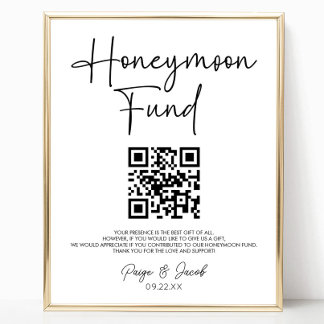 Minimalistisch Modern Huwelijksreis Fonds Trouwbor Poster