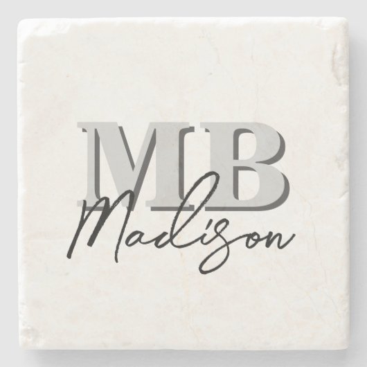 Minimalistisch modern Initiaal monogram Stenen Onderzetter (Voorkant)