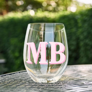 Minimalistisch modern Initiaal monogram Wijnglas Zonder Voet