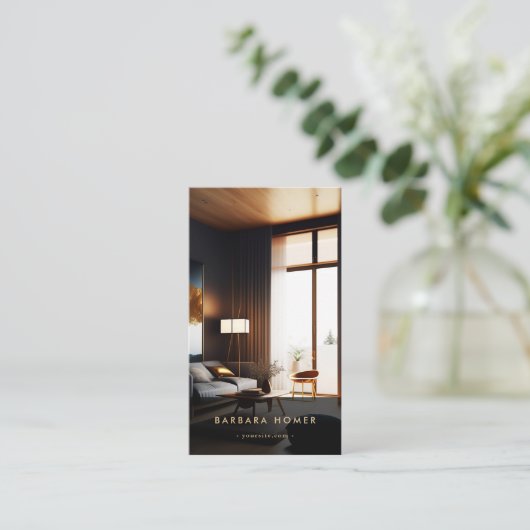 Minimalistisch modern intern design QR Visitekaartje (Staand voorkant)