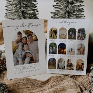 Minimalistisch modern jaar in de Review fotofamili Feestdagenkaart