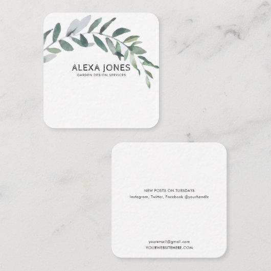Minimalistisch modern landschapsontwerp voor tuinb vierkante visitekaartje (Voorkant / Achterkant)