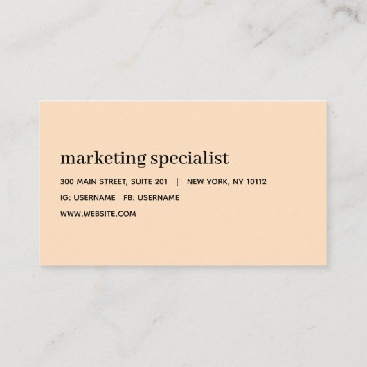 Minimalistisch modern Lijst bruin Visitekaartje (Achterkant)