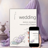 Minimalistisch Modern Lila en Stoffig Blauw Vlinde Kaart