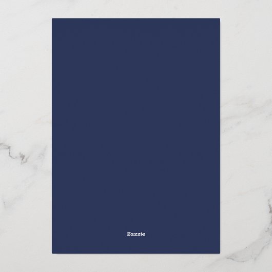 Minimalistisch modern marinesultaat blauw handschr folie uitnodiging (Achterkant)