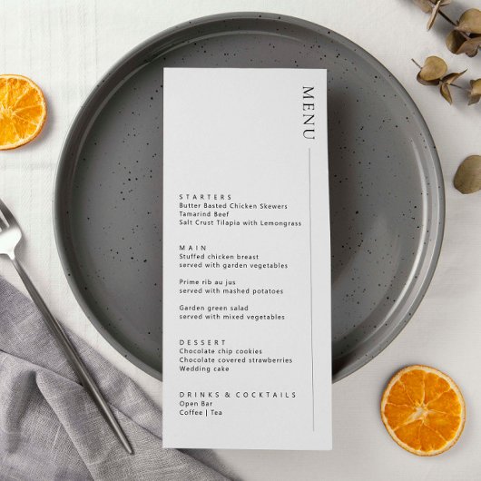 Minimalistisch modern menu