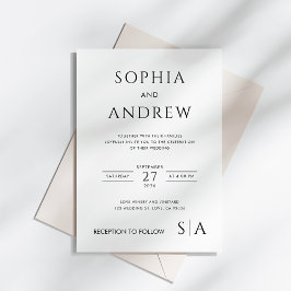 Minimalistisch modern met monogram bruiloft uitnod