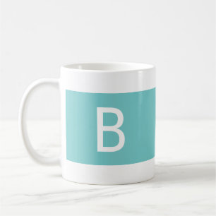 Minimalistisch modern monogram Chic Aqua & White Koffiemok