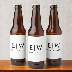 Minimalistisch Modern Monogram Elegant Bier Etiket