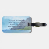 Minimalistisch Modern Monogram Elegant Bloempatroo Bagagelabel (Achterkant horizontaal)