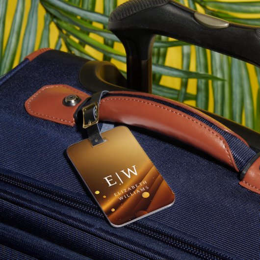 Minimalistisch Modern Monogram Elegant Bloempatroo Bagagelabel (Voorkant Insitu 1)