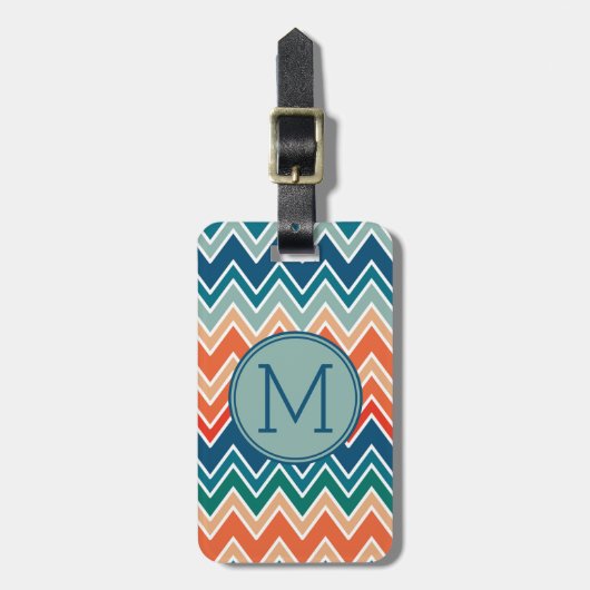 Minimalistisch Modern Monogram Elegant Chevron Pat Bagagelabel (Voorkant verticaal)