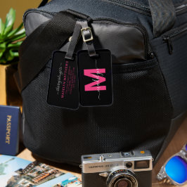 Minimalistisch modern monogram elegant patroon bagagelabel