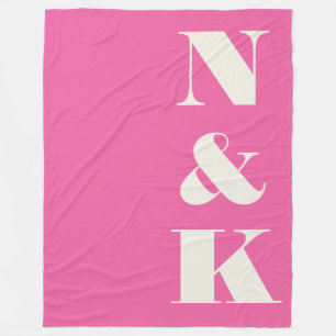 Minimalistisch Modern Monogram Heet Roze Bruiloft Fleece Deken
