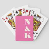 Minimalistisch Modern Monogram Heet Roze Bruiloft Pokerkaarten (Achterkant)