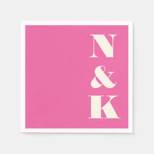 Minimalistisch Modern Monogram Heet Roze Bruiloft Servet
