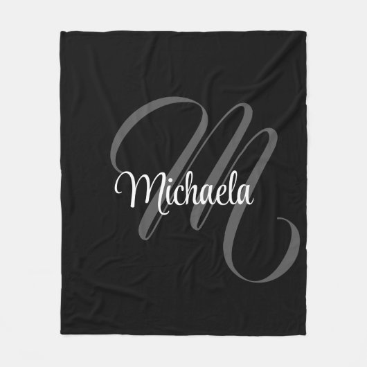 Minimalistisch modern monogram initiaal fleece deken (Voorkant)