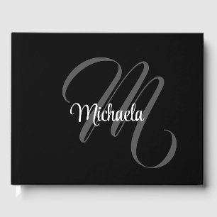 Minimalistisch modern monogram initiaal gastenboek